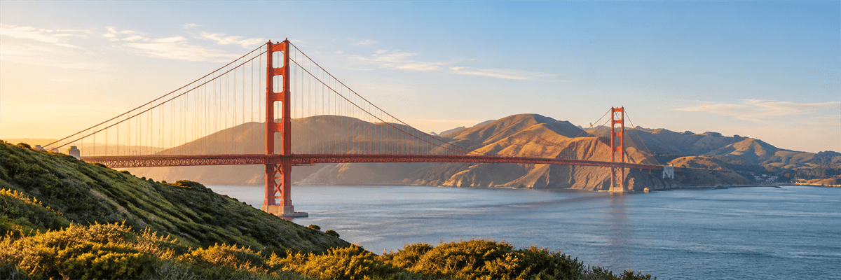 The Golden Gate Bridge along the California coast